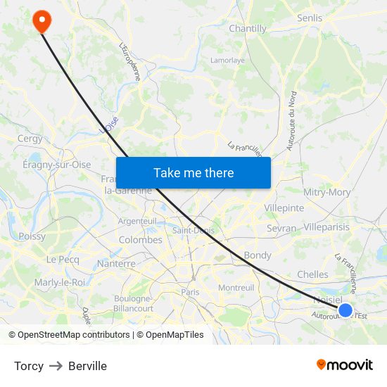 Torcy to Berville map