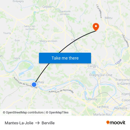Mantes-La-Jolie to Berville map