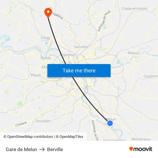 Gare de Melun to Berville map