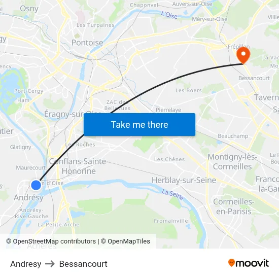 Andresy to Bessancourt map