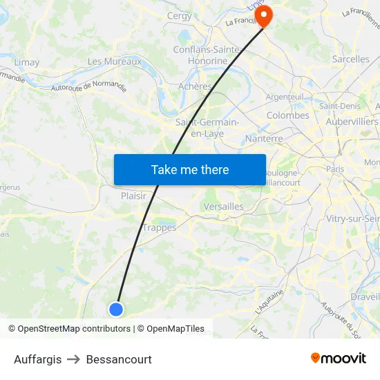 Auffargis to Bessancourt map