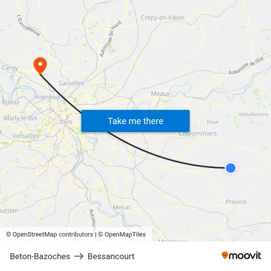 Beton-Bazoches to Bessancourt map