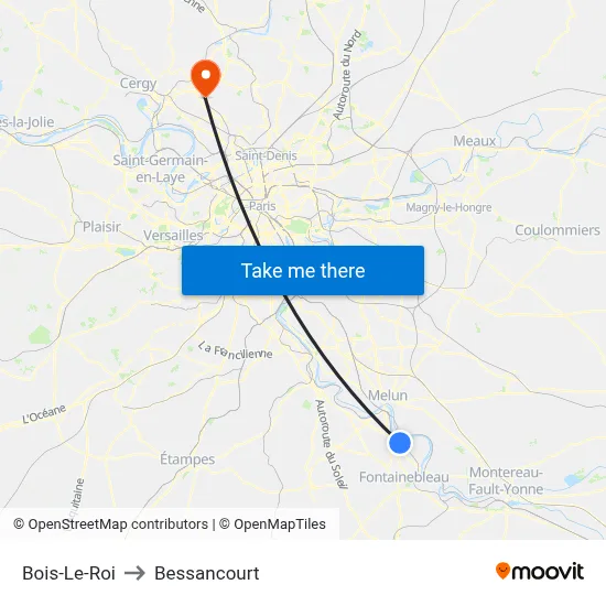 Bois-Le-Roi to Bessancourt map