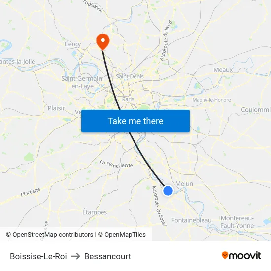 Boissise-Le-Roi to Bessancourt map