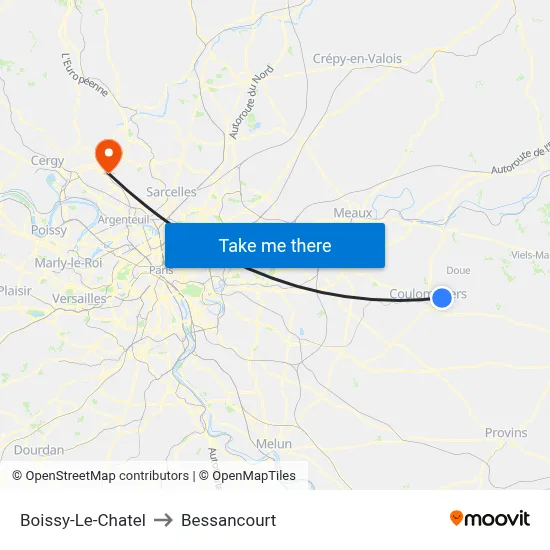 Boissy-Le-Chatel to Bessancourt map