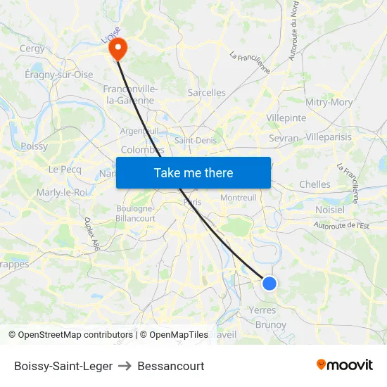 Boissy-Saint-Leger to Bessancourt map