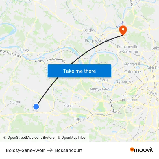 Boissy-Sans-Avoir to Bessancourt map