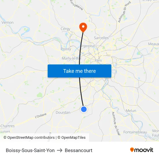 Boissy-Sous-Saint-Yon to Bessancourt map