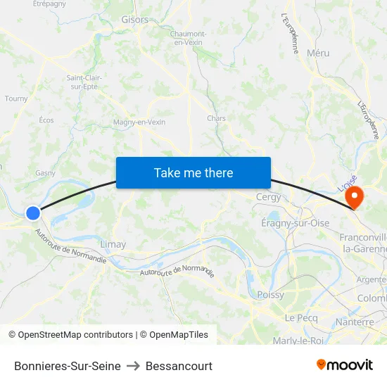 Bonnieres-Sur-Seine to Bessancourt map