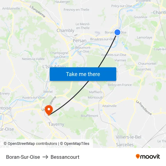 Boran-Sur-Oise to Bessancourt map