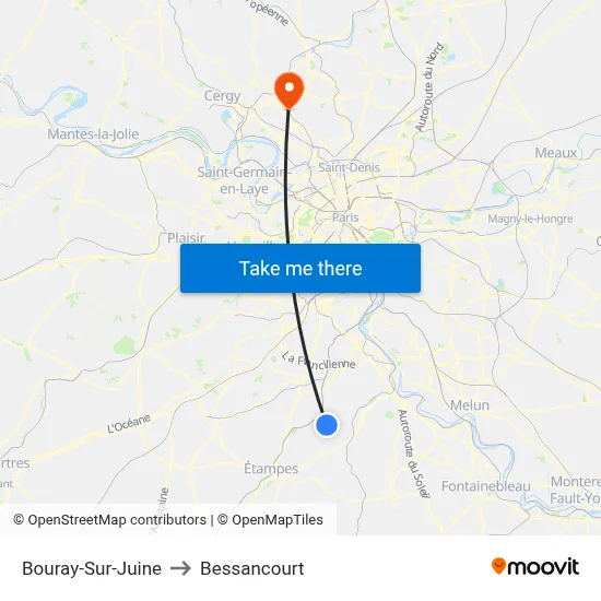Bouray-Sur-Juine to Bessancourt map