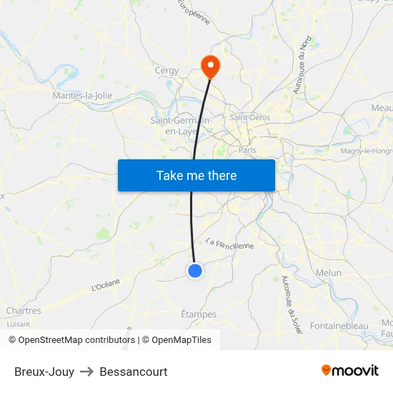 Breux-Jouy to Bessancourt map