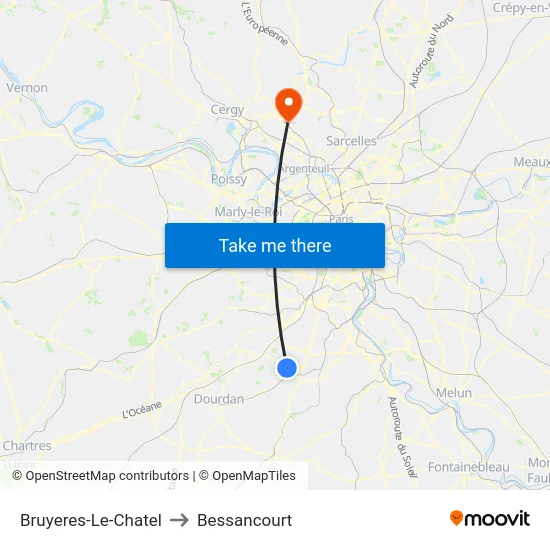 Bruyeres-Le-Chatel to Bessancourt map