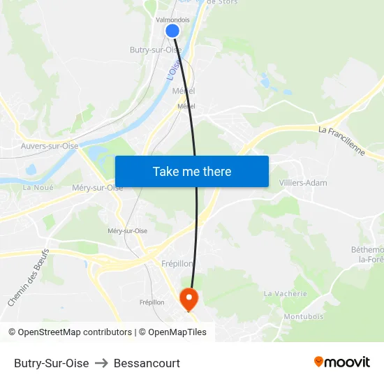 Butry-Sur-Oise to Bessancourt map