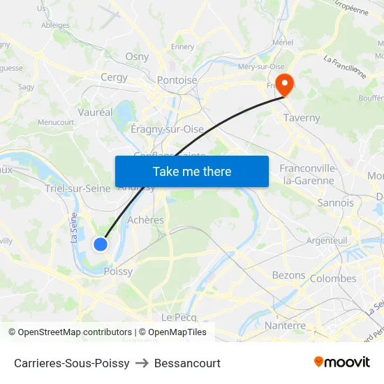 Carrieres-Sous-Poissy to Bessancourt map