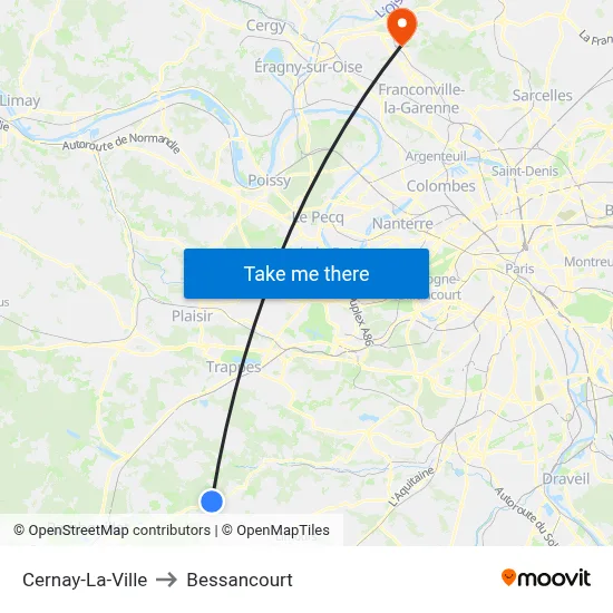 Cernay-La-Ville to Bessancourt map