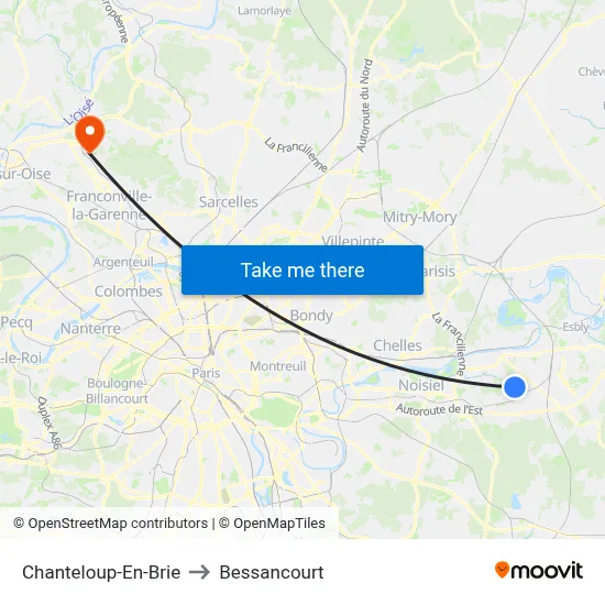 Chanteloup-En-Brie to Bessancourt map