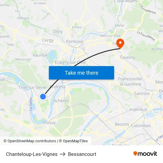 Chanteloup-Les-Vignes to Bessancourt map