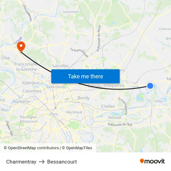 Charmentray to Bessancourt map