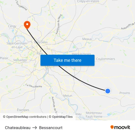 Chateaubleau to Bessancourt map