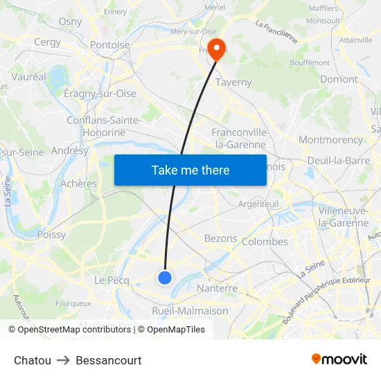 Chatou to Bessancourt map