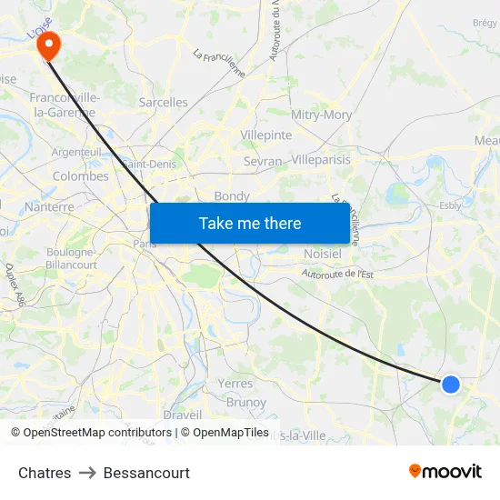 Chatres to Bessancourt map
