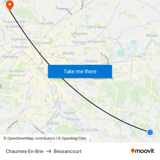 Chaumes-En-Brie to Bessancourt map
