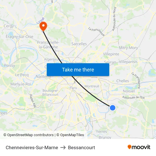 Chennevieres-Sur-Marne to Bessancourt map