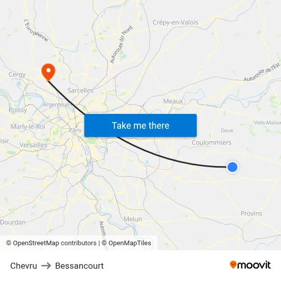 Chevru to Bessancourt map