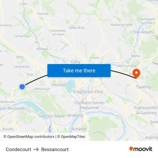 Condecourt to Bessancourt map