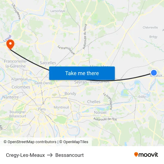 Cregy-Les-Meaux to Bessancourt map