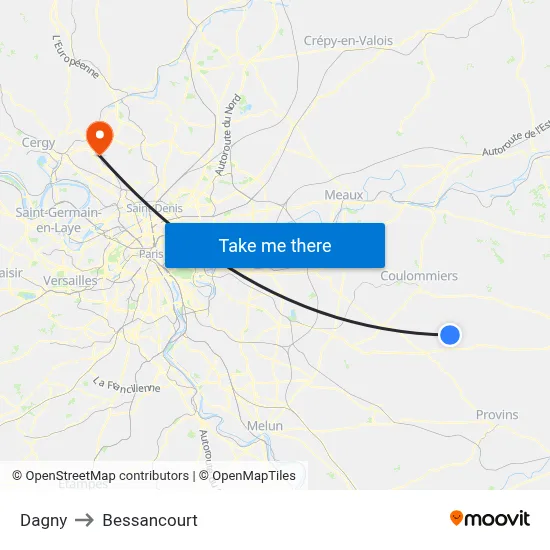 Dagny to Bessancourt map