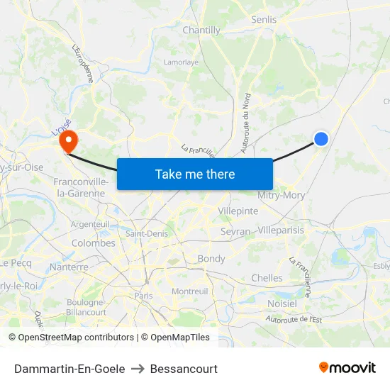Dammartin-En-Goele to Bessancourt map