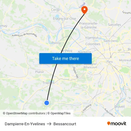 Dampierre-En-Yvelines to Bessancourt map