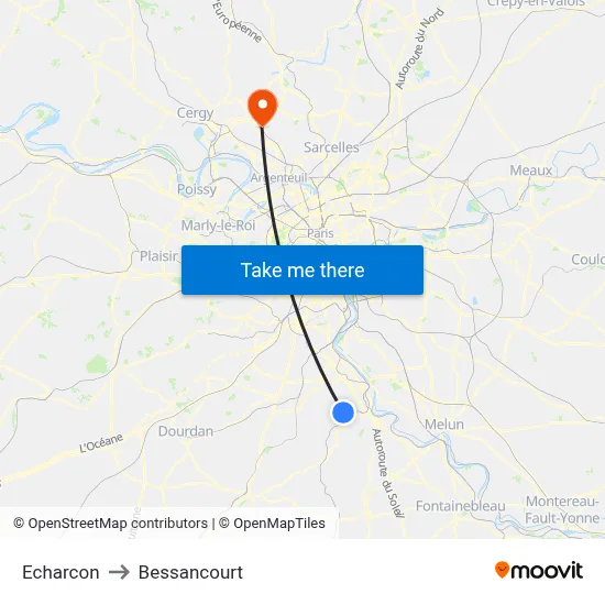 Echarcon to Bessancourt map