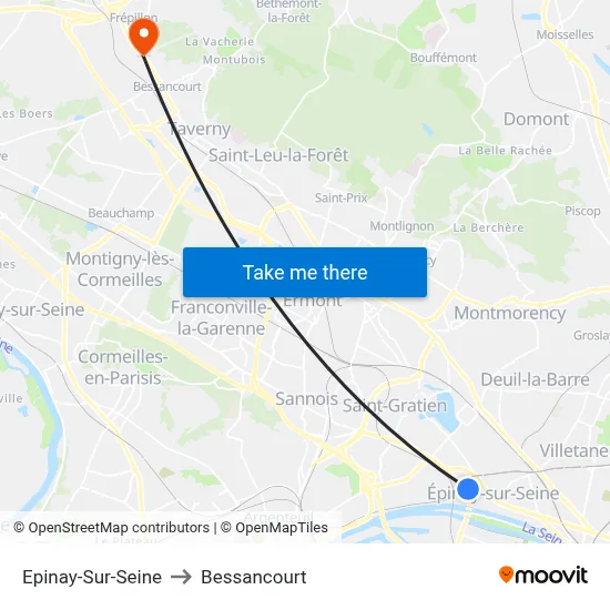Epinay-Sur-Seine to Bessancourt map