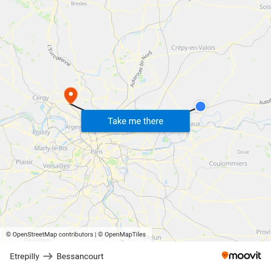 Etrepilly to Bessancourt map