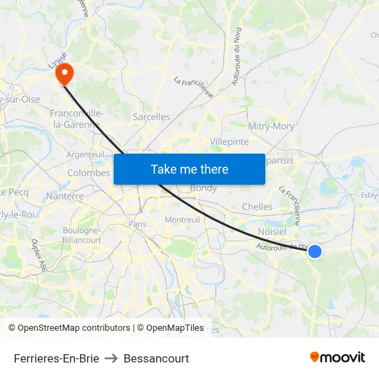 Ferrieres-En-Brie to Bessancourt map