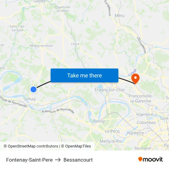 Fontenay-Saint-Pere to Bessancourt map