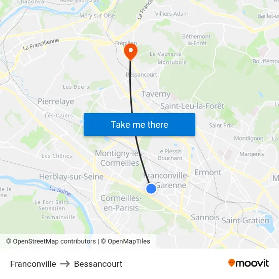 Franconville to Bessancourt map
