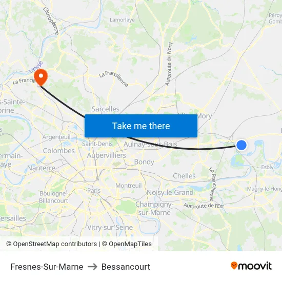 Fresnes-Sur-Marne to Bessancourt map