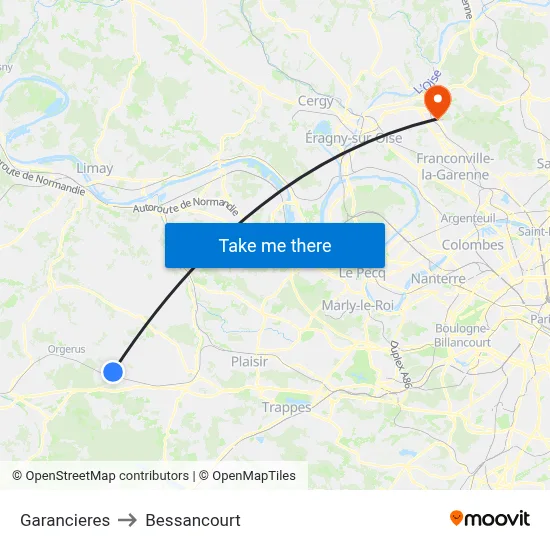 Garancieres to Bessancourt map