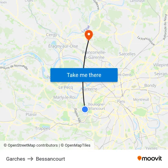 Garches to Bessancourt map