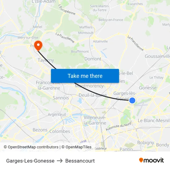 Garges-Les-Gonesse to Bessancourt map