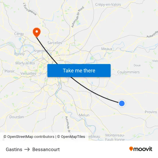 Gastins to Bessancourt map