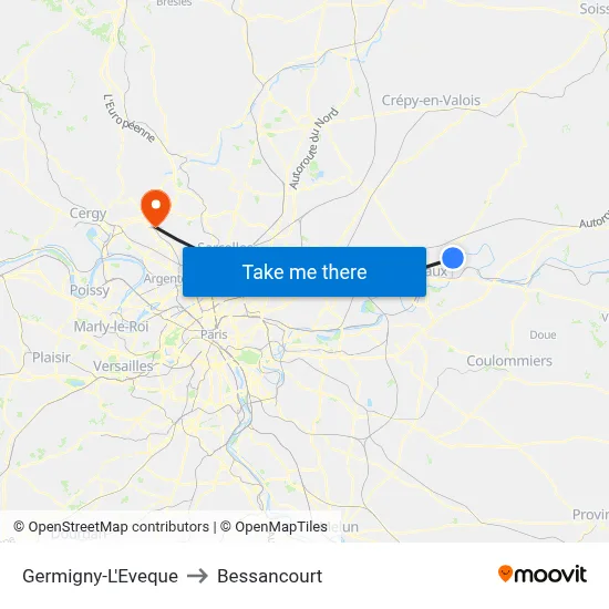 Germigny-L'Eveque to Bessancourt map