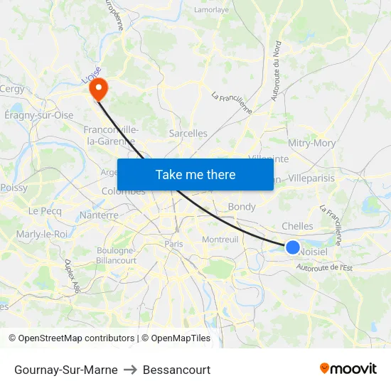 Gournay-Sur-Marne to Bessancourt map