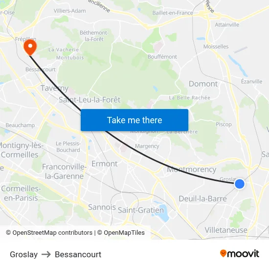 Groslay to Bessancourt map