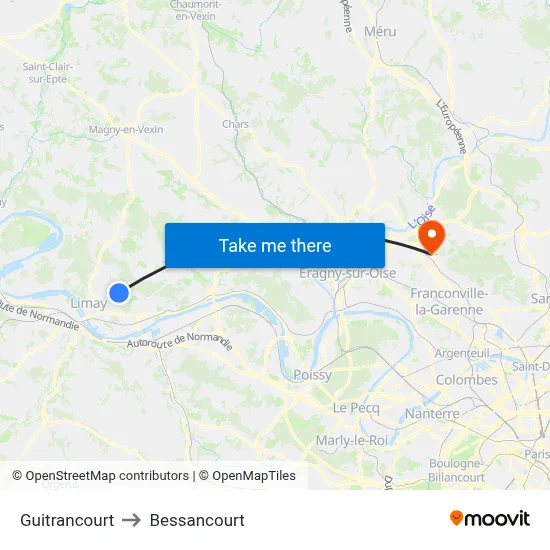 Guitrancourt to Bessancourt map