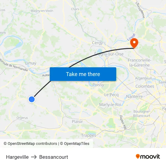 Hargeville to Bessancourt map